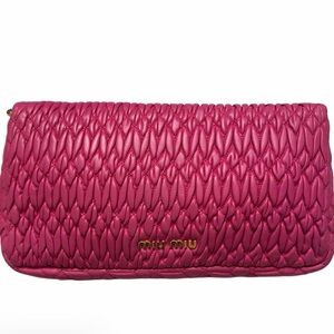 Miu Miu Fuchsia Quilted Clutch